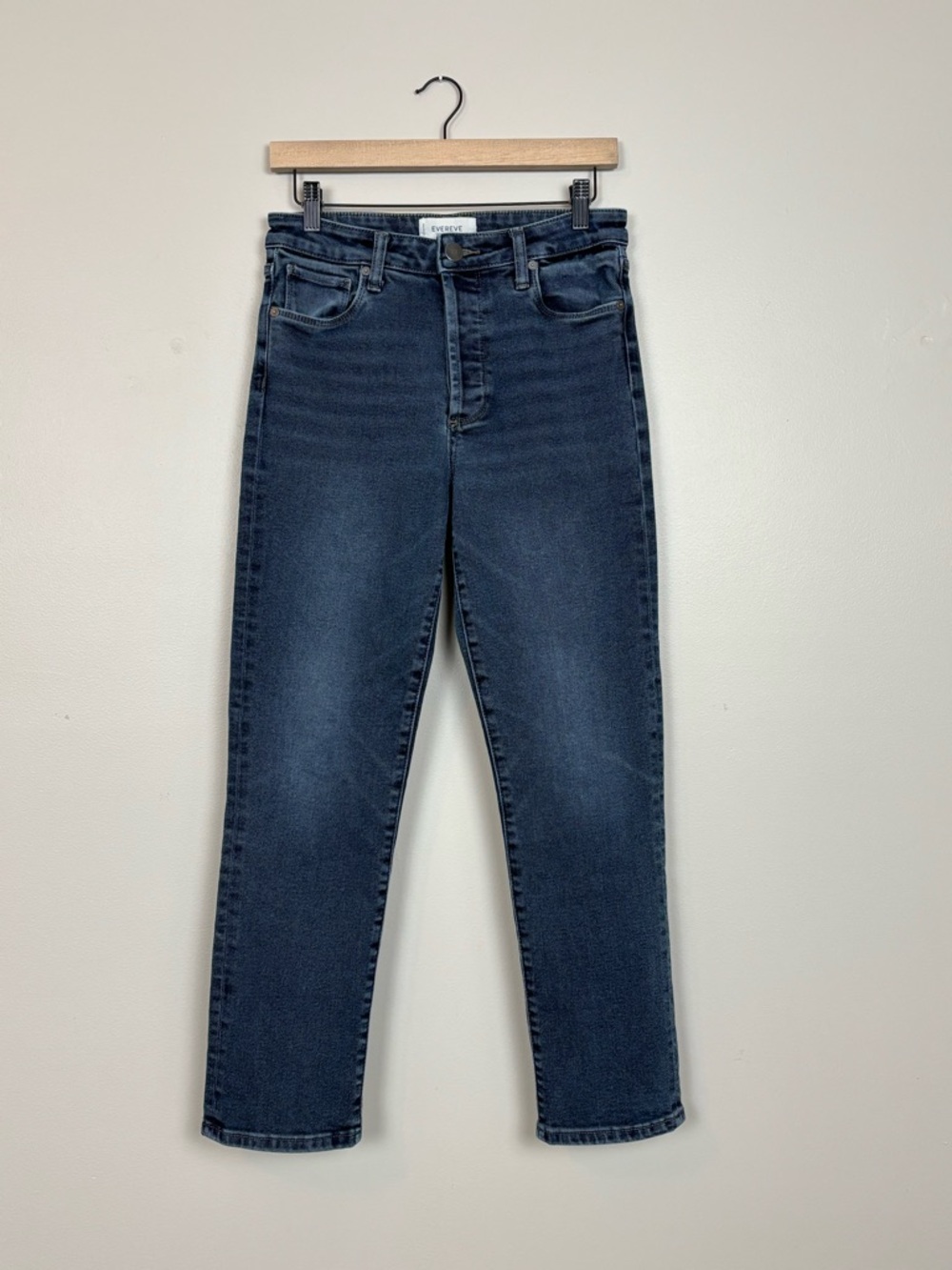 Evereve Jeans Womens 27 Blue The Ever Straight High Rise‎ Fit Button Fly Denim